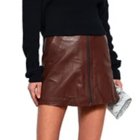Muuaba Impala brown leather mini skirt - Picture 2 of 4